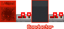 Diagram of a concrete block with a powered repeater pointing into the left of it and another powered repeater pointing out of the right of it.