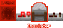 Diagram of a stonecutter block with a powered repeater pointing into the left of it and an unpowered repeater pointing out of the right of it.