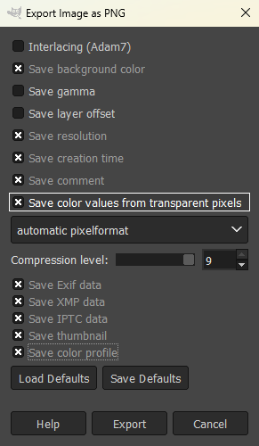 GIMP 'save color values from transparent pixels' export setting.